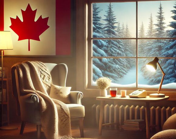 An Artwork depicting the cozy and safe inside of a Crisis Centre in Canada.