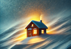 AN Ai generate artwork depicting A house in a snow storm.