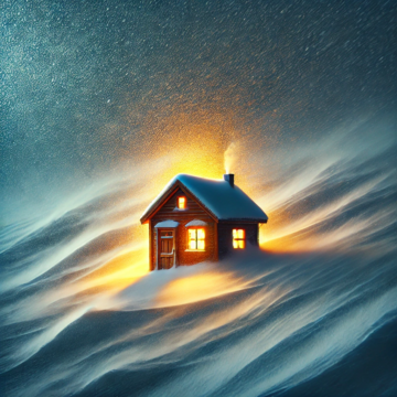 AN Ai generate artwork depicting A house in a snow storm.