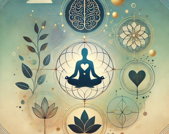 Ai generated aesthetic and attention-grabbing cover art design on holistic psychology. It embodies harmony, interconnectedness, and calm