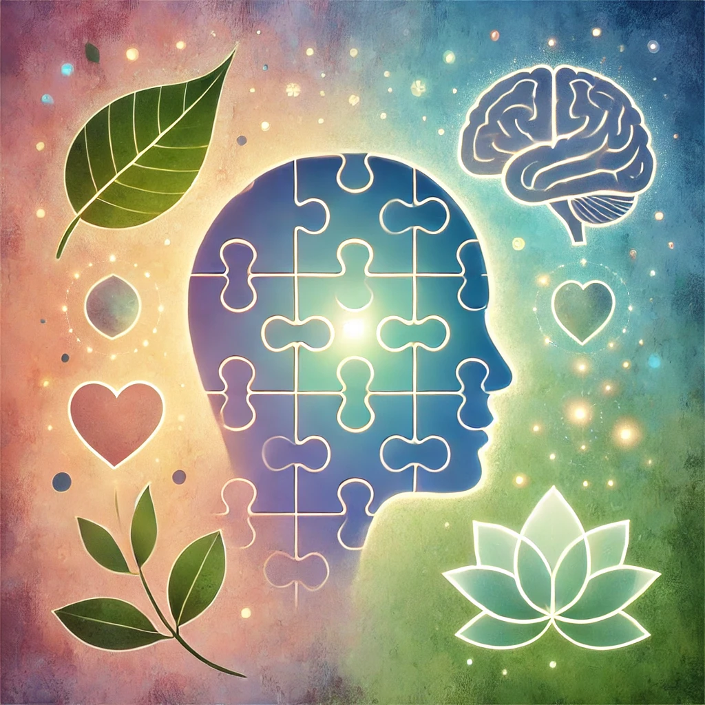 An AI generated  illustration, designed for the "What is Holistic Psychology?" section. It emphasizes interconnectedness and the concept of treating the whole person. 