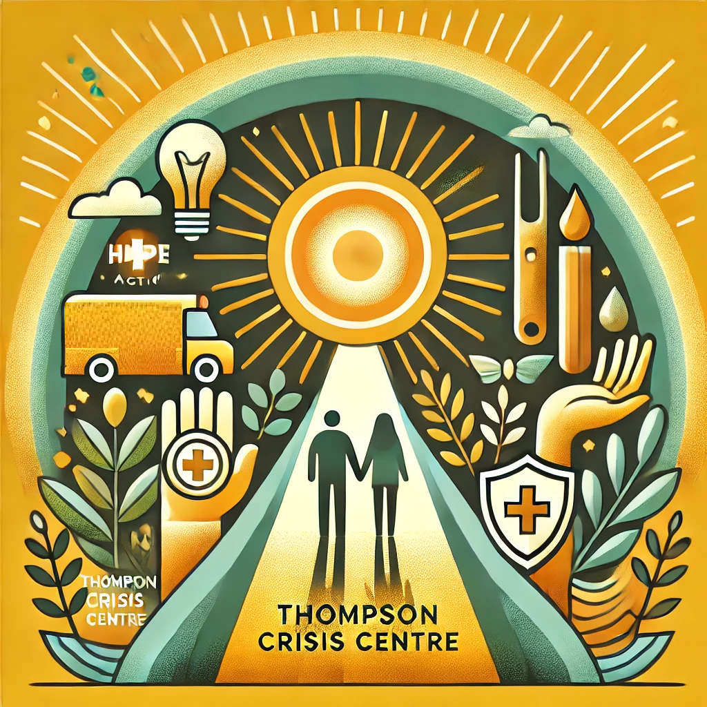  a symbolic illustration to represent the closing section about the Thompson Crisis Centre, designed to inspire hope and action.