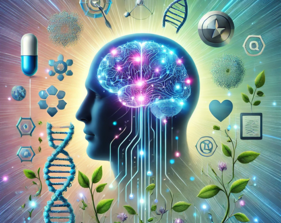 cover art for my blog "10 Groundbreaking Mental Health Discoveries You Need to Know", it shows a brain and other symbols ( DNA, hearts) around