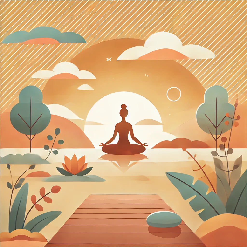 AN AI generated image depicting self-care and empowerment blog, symbolizing personal growth, renewal, and transformation. a women in yoga position siting in sunlight